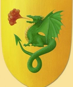 Shop-halona Schild, Ritterschild, Holz-Schild F. Kinder Drache, Gelb/grün