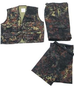 Shop-halona BW Kinder-Anzug, Militär Flecktarn, Weste U. Hose,mit Abnehmbaren Beinen