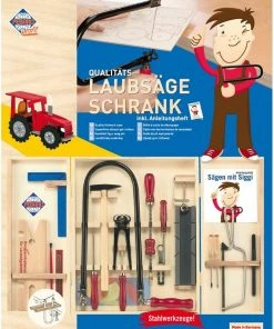 Shop-halona Kinderwerkstatt Laubsäge-Set Im Holzschrank "Unser Klassiker Mit Stahlwerkzeugen"