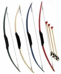 Shop-halona Fun Und Spiel Pfeil Und Bogen Farbig Mit 3 Pfeilen Aus Escheholz 80 Cm