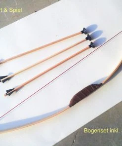 Shop-halona Pfeil Und Bogen Kinderbogen Extra Dickes Holz, 3 Pfeile, Flitzebogen 100cm
