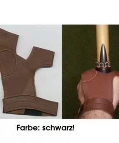 Shop-halona Bogenhandschuh Traditionell Leder F. RH Schützen Black.bulls Schwarz