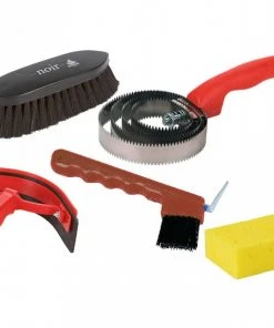 Shop-halona Reitsport Pferdeputzset 5tlg. Mit Hufkratzer, Bürste, Striegel