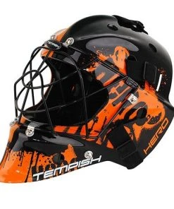 Shop-halona Floorball Helm IFF Zertifiziert Für Torwart, Torhüter Unihockey Senior Orange