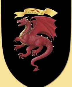 Shop-halona Schild, Ritterschild, Holz-Schild F. Kinder Drache, Schwarz/rot